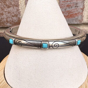 Vintage Brighton Southwest Style Magnetic Hinged Bangle Bracelet Turquoise